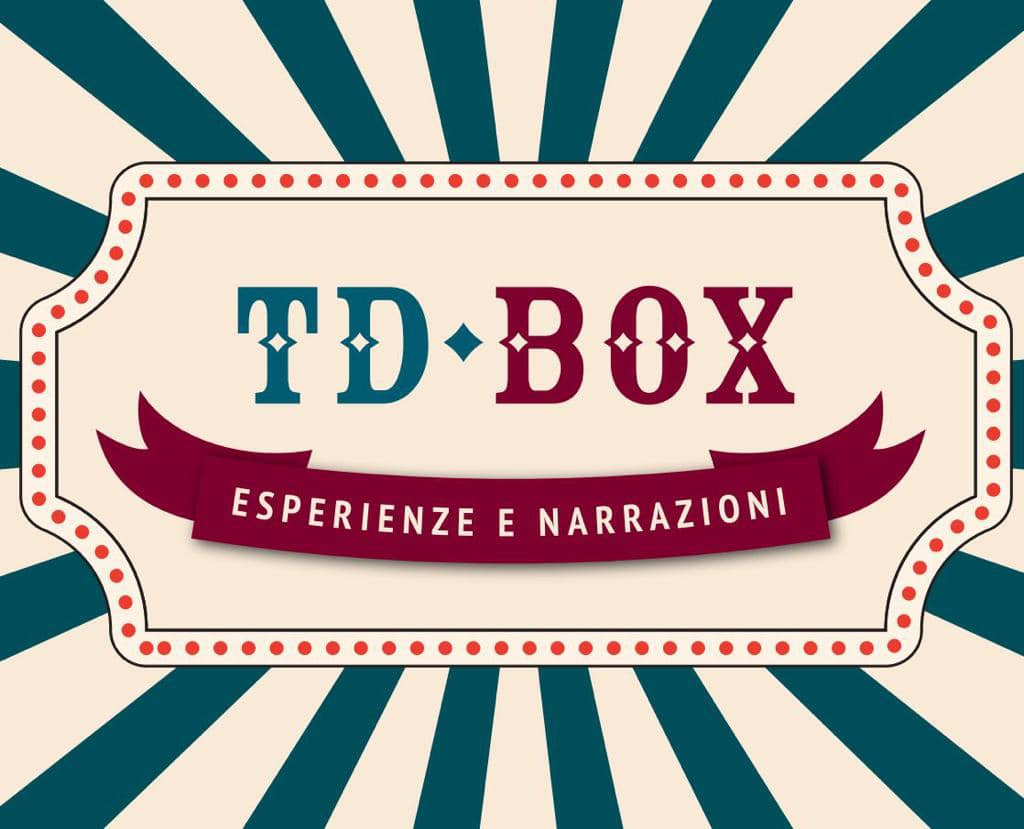 Grafica con stile circense con scritta TD-Box