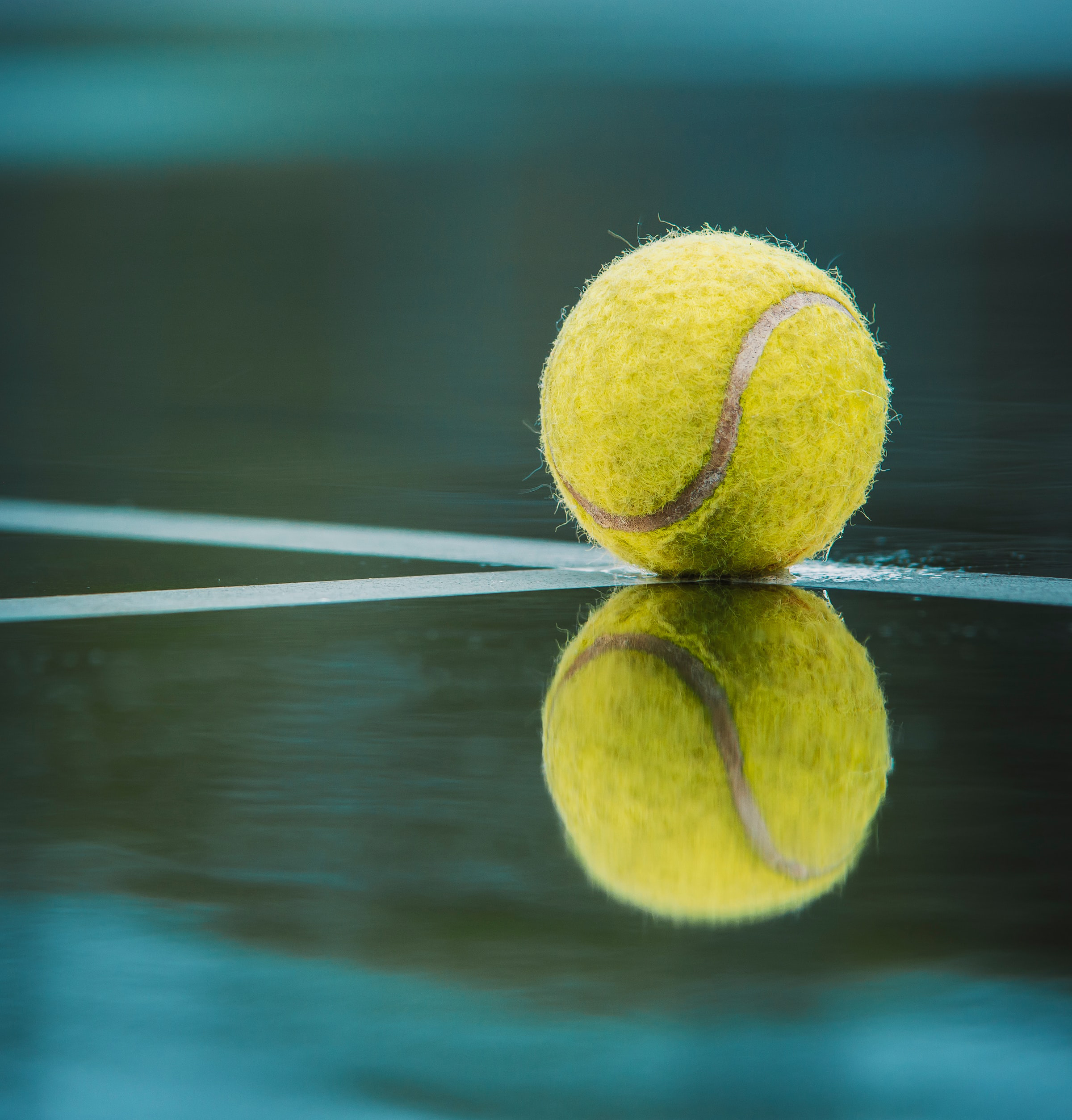 Fotografia di una pallina da tennis sul campo