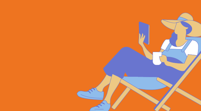 Illustration of a woman in a deck chair reading
